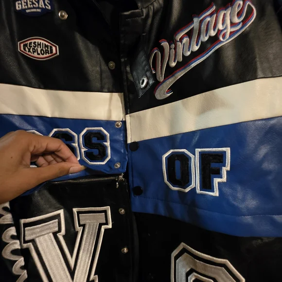 Vintage Black and Blue Men's Jacket - Picture 3 of 4